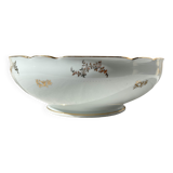 Saladier en porcelaine blanche et dorée J&Ciem France 1950