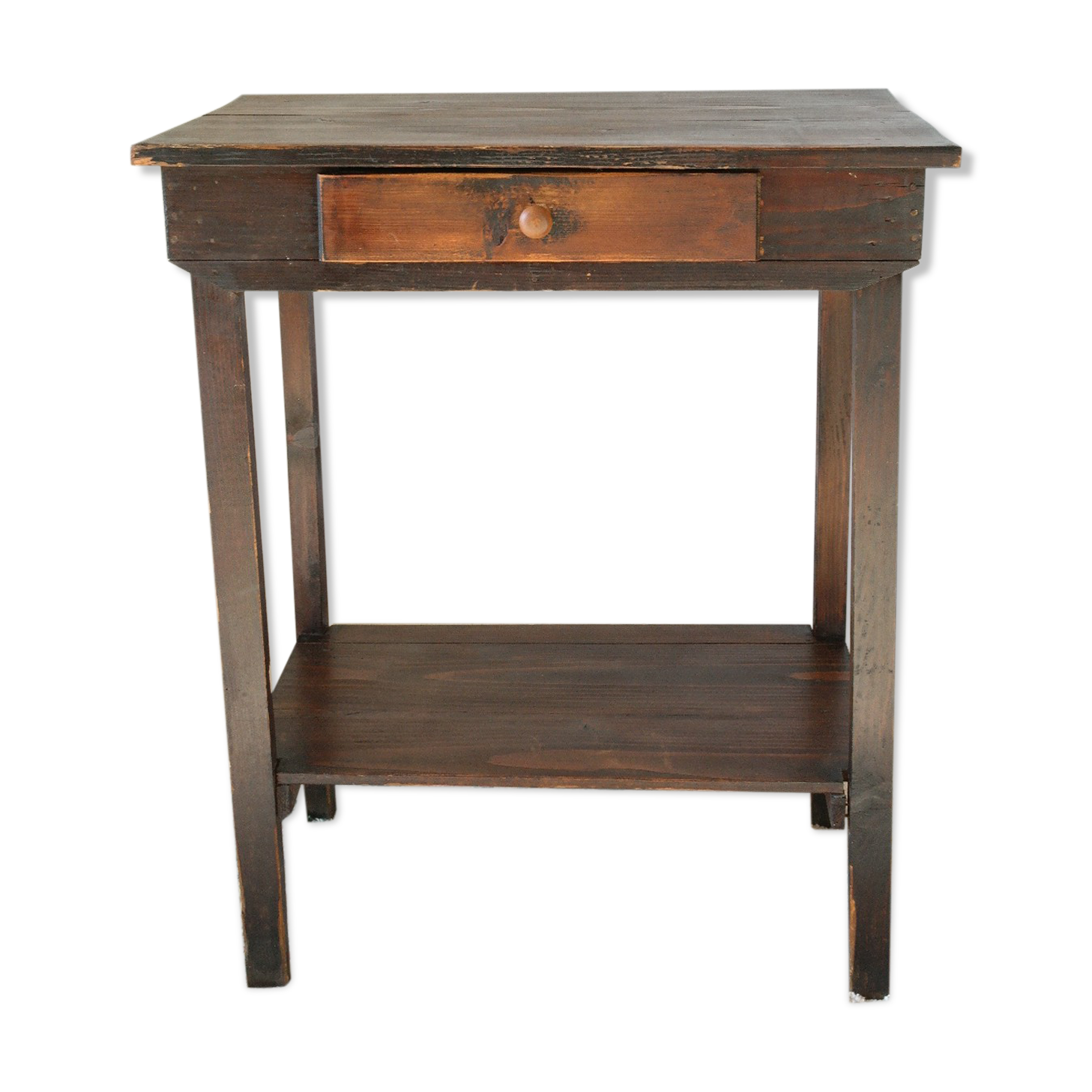 Old country side table in waxed wood