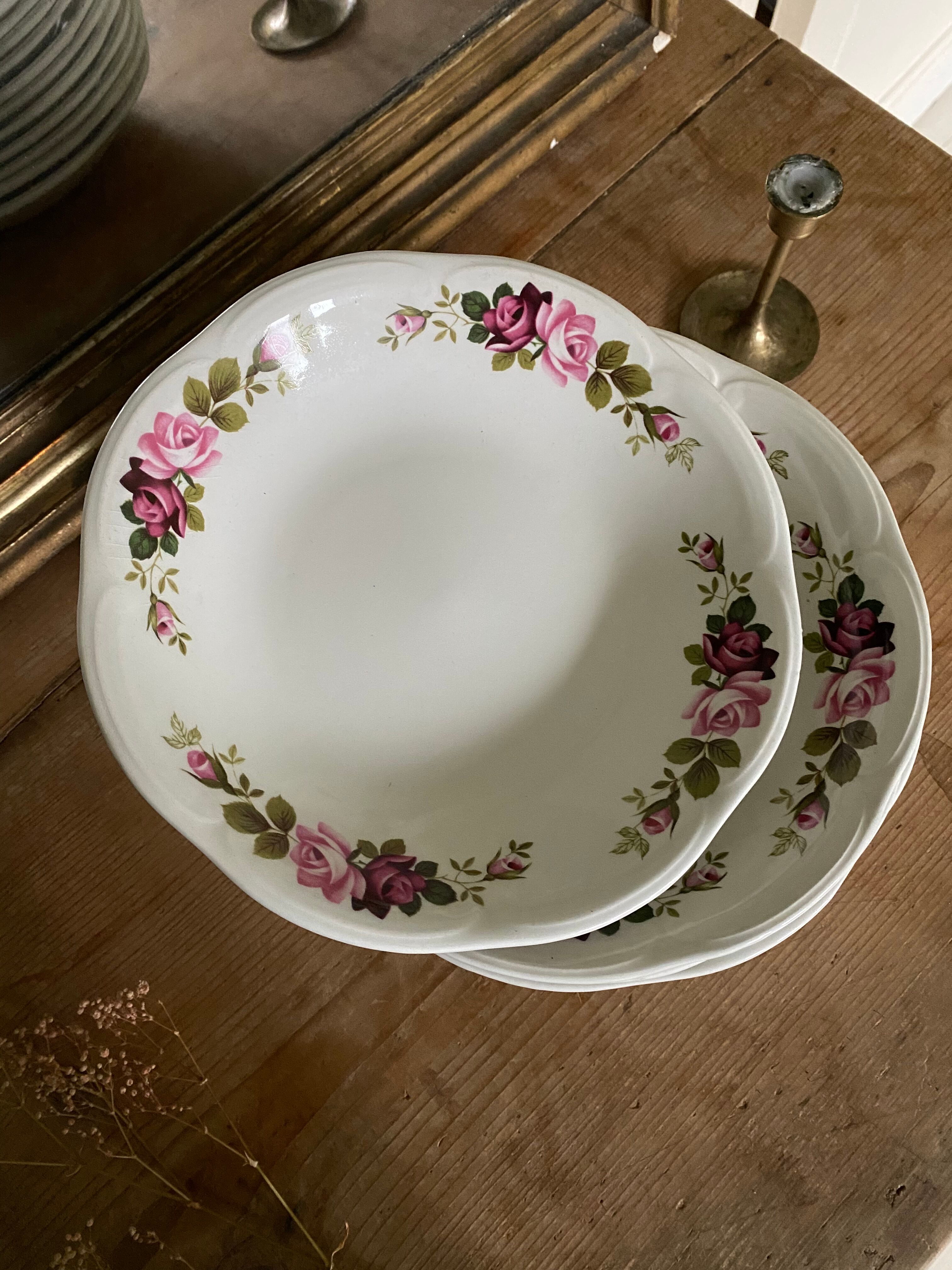 Set of 6 old hollow plates Gien model Champs