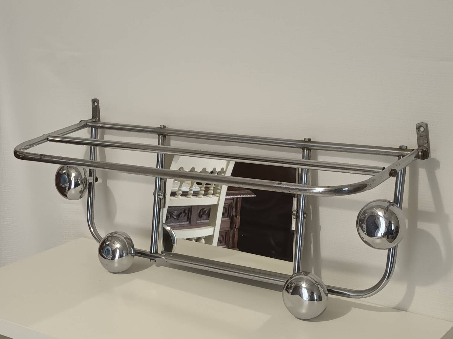 Vintage chrome wall coat rack