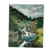 Tableau ancien cascade signé