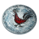 Large hollow ceramic dish signed Oliva – relief rooster decoration –