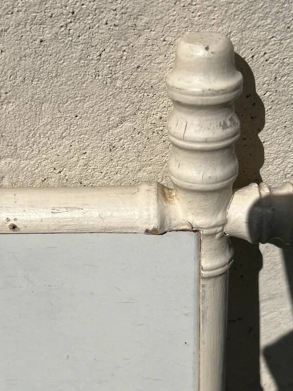 Vintage wooden turned mirror, white, rectangular, 1940s.