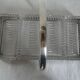 Silver metal aperitif server & 4 art deco glass ramequins/dishes