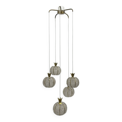 Suspension en cascade en forme d'ananas avec 5 boules par Emil Stejnar, années 1950.