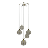 Rare pineapple design cascade hanging lamp with 5 balls by Emil Stejnar, 1950s