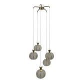 Rare pineapple design cascade hanging lamp with 5 balls by Emil Stejnar, 1950s
