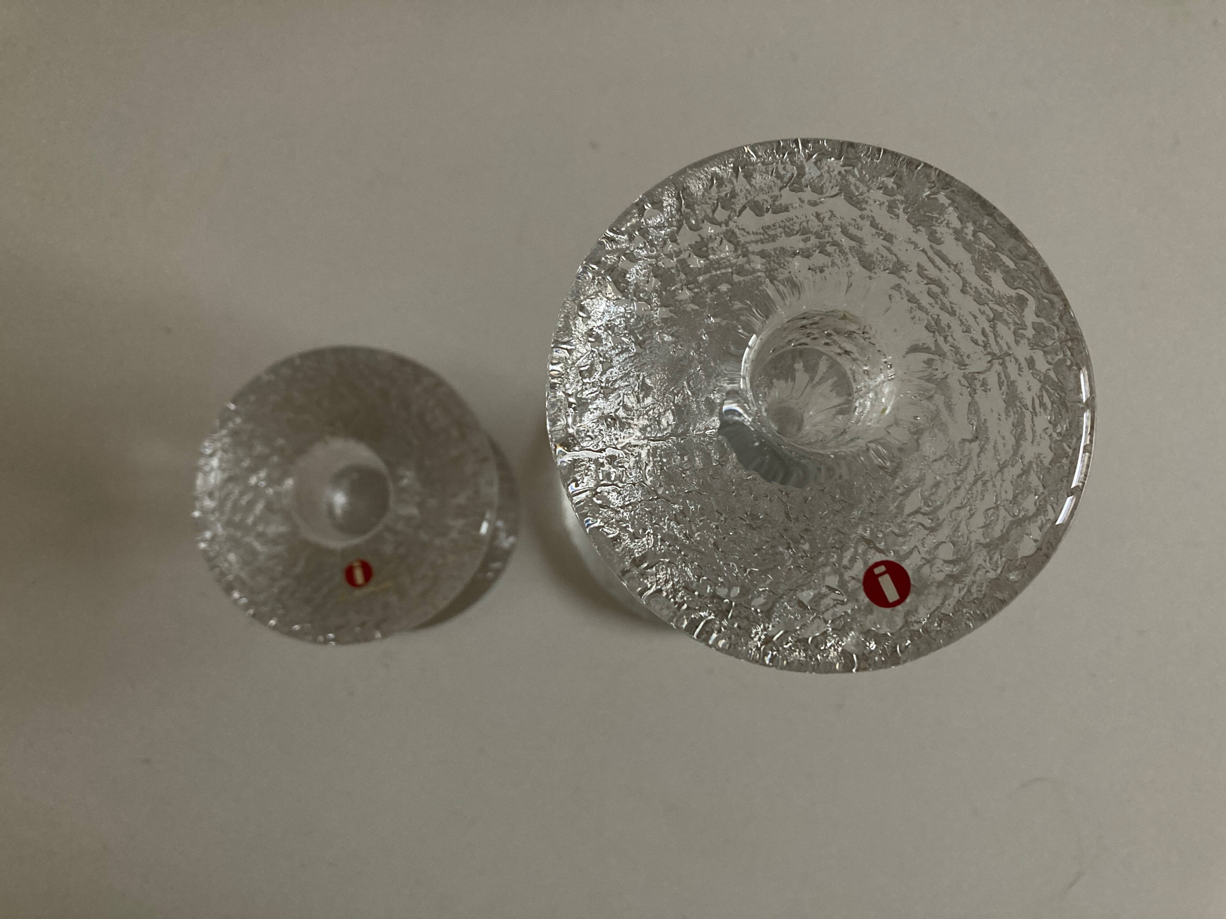 Pair of Festivo Timo Sarpaneva candlesticks 1972 for IIttala Finland