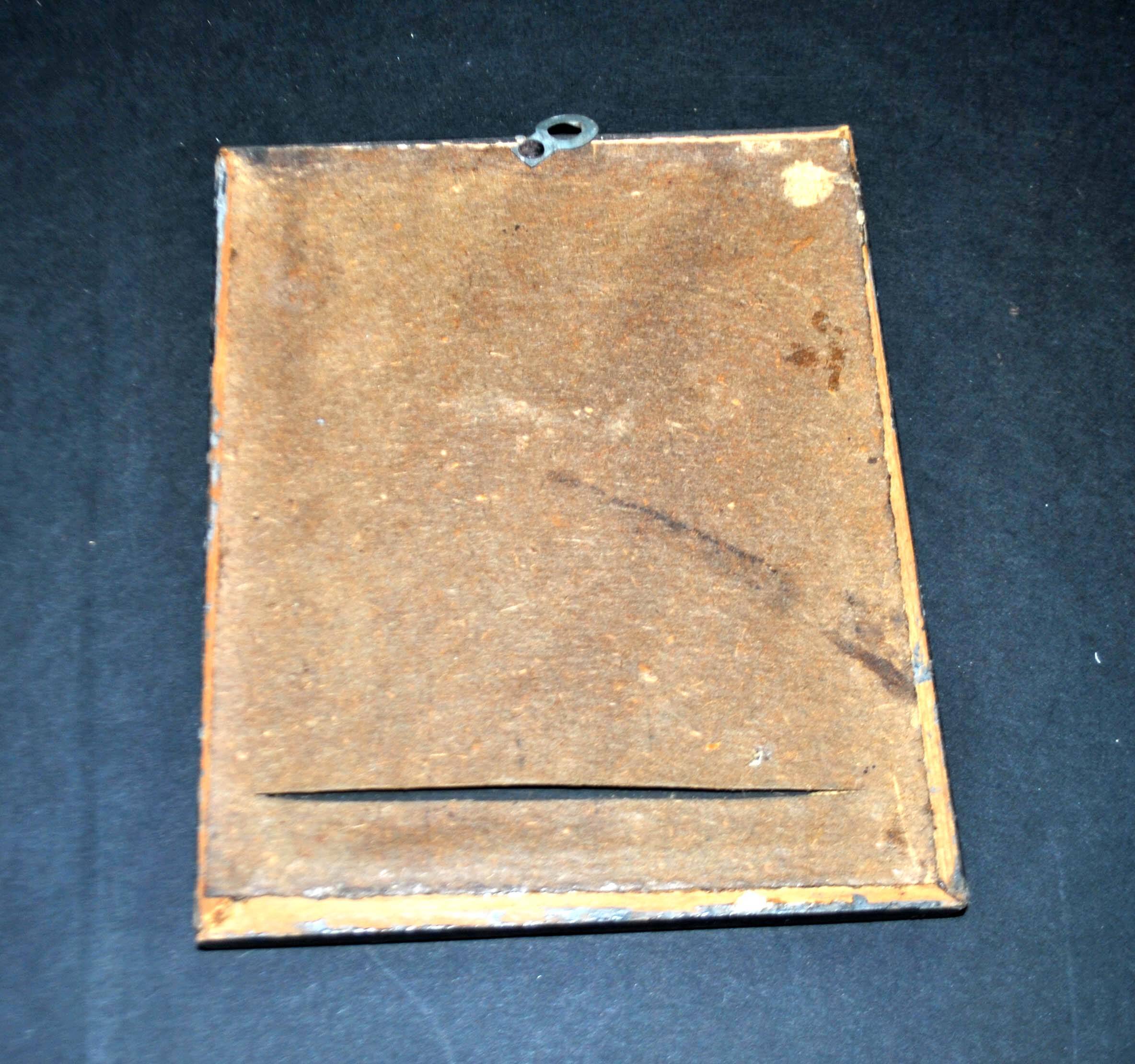 Old frame in black wood and painted glass fixed under glass 1900 - old sepia photograph