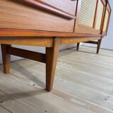 Vintage teak sideboard with rattan doors and drawers – Scandinavian design