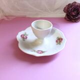 Porcelain egg cup with shabby chic style floral bouquet decoration Romanticism