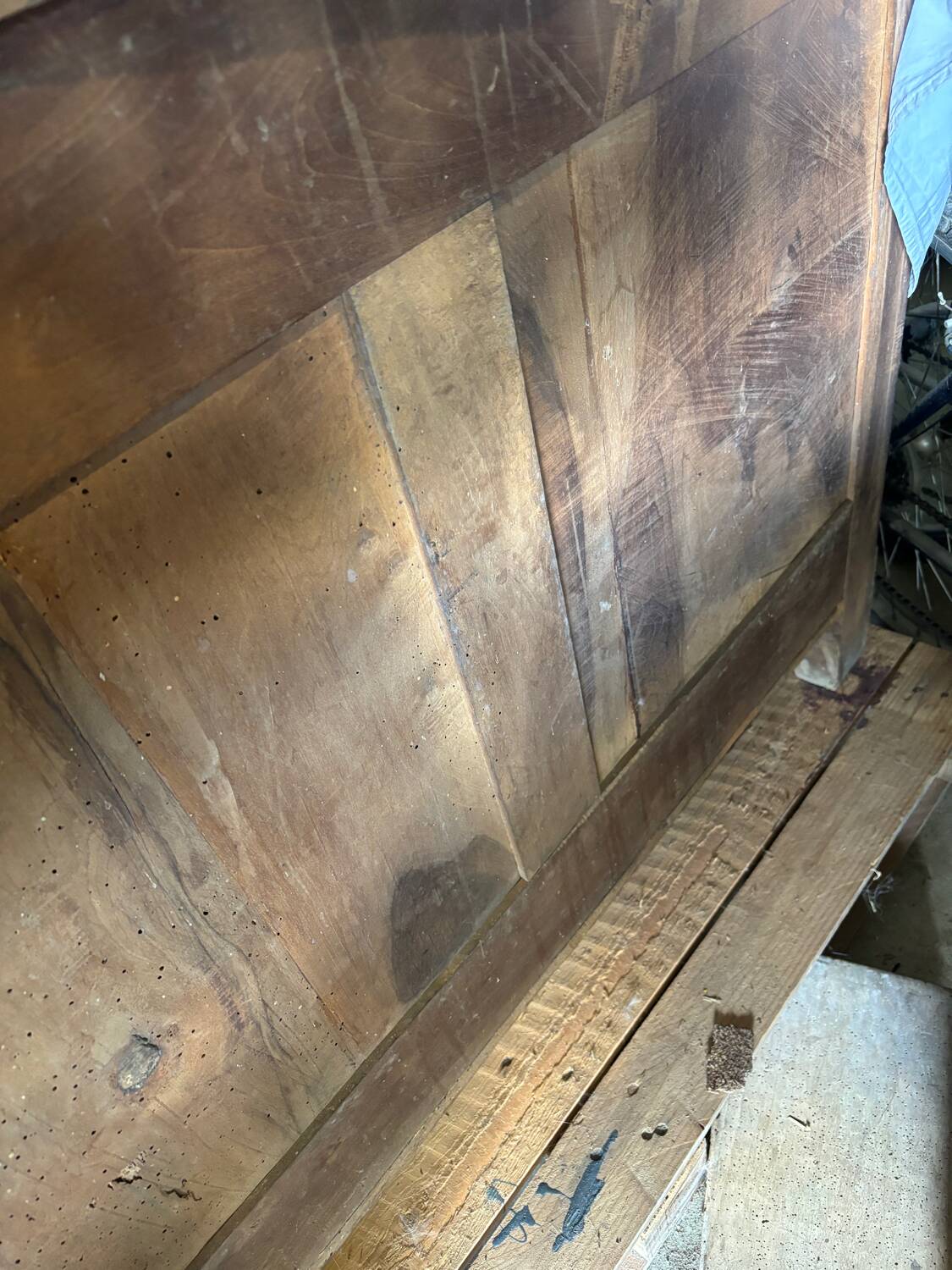 Old raw wood chest of drawers