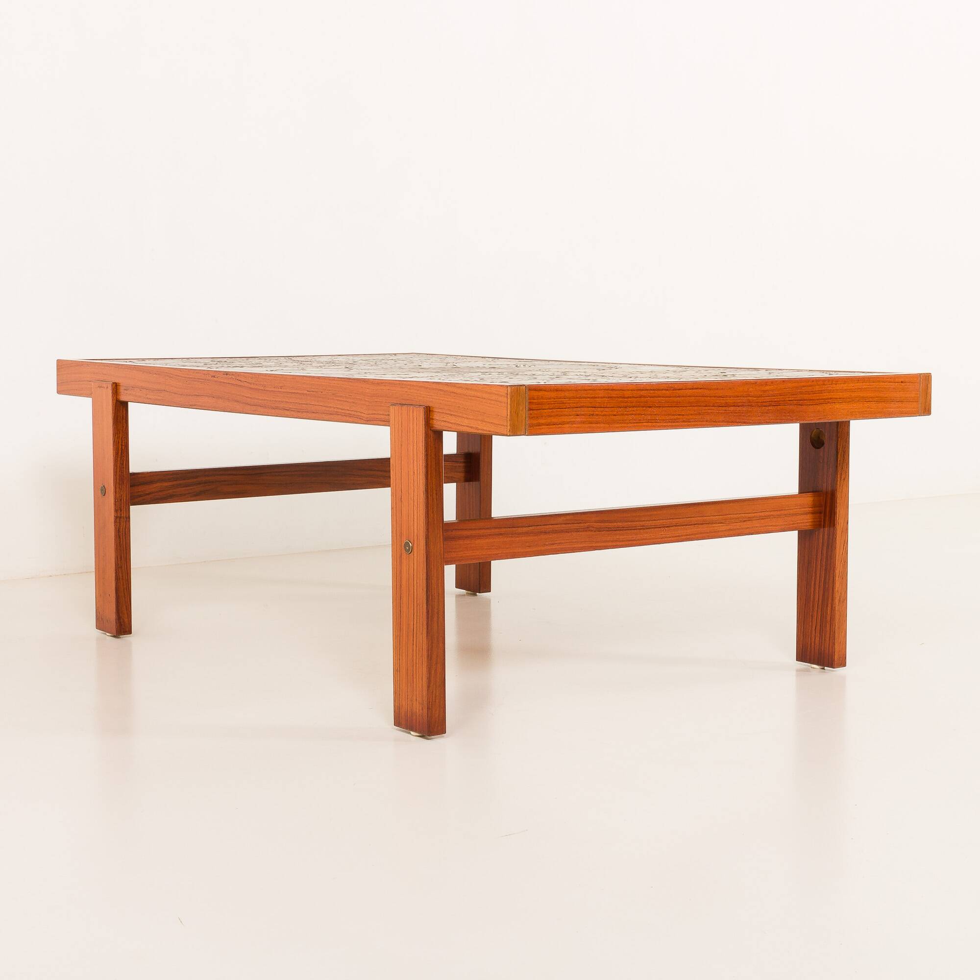 Ox Art extra large coffee table in teak and ceramic tiles, Denmark 1970s