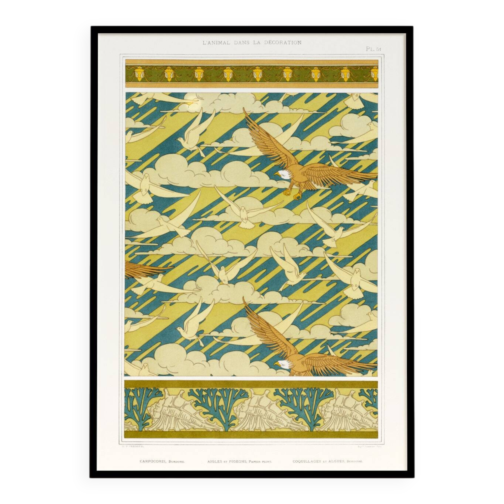 Poster “Eagles and Pigeons”, after an Art Nouveau lithograph from 1897
