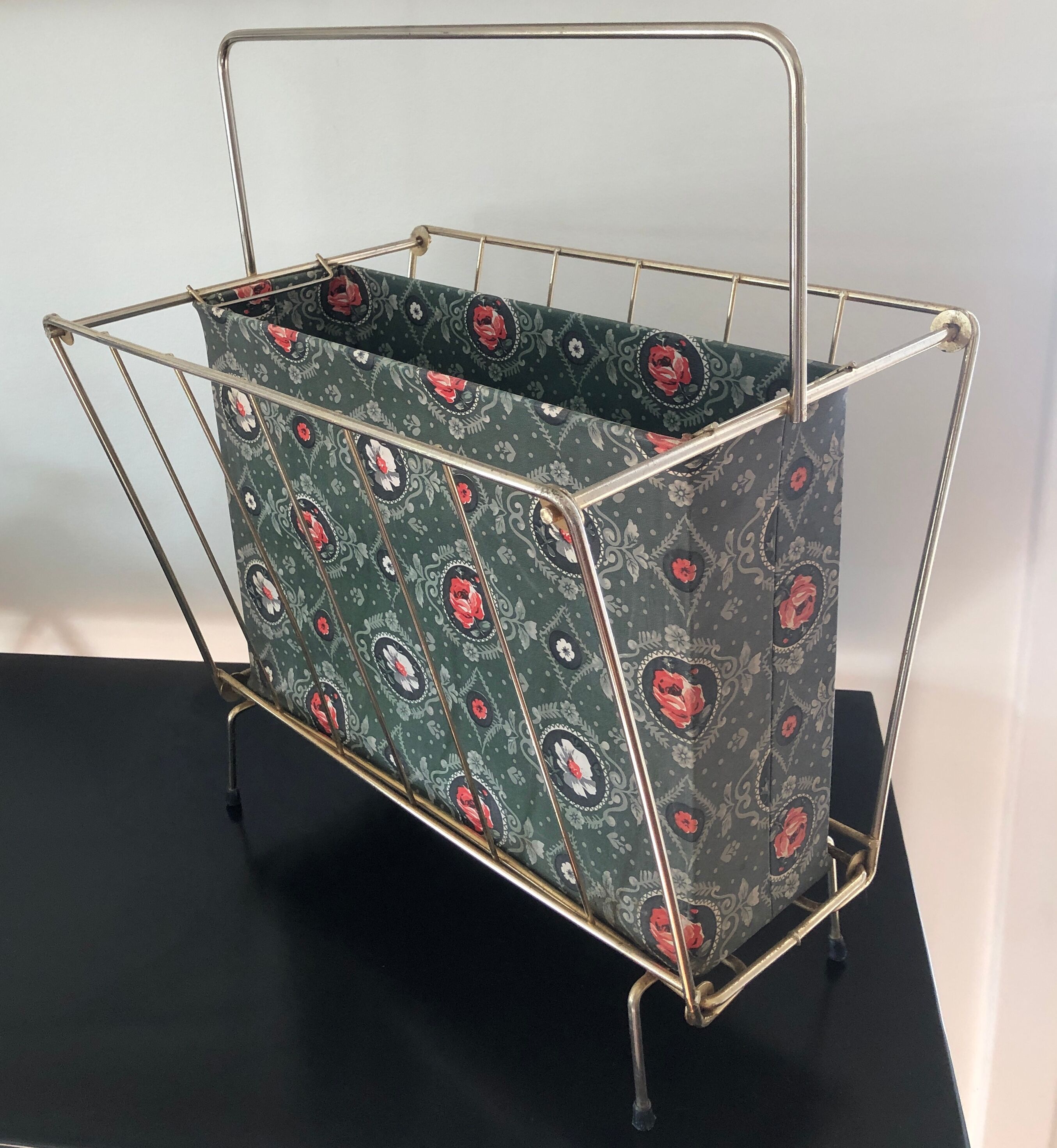 Metal magazine door and vintage oilcloth