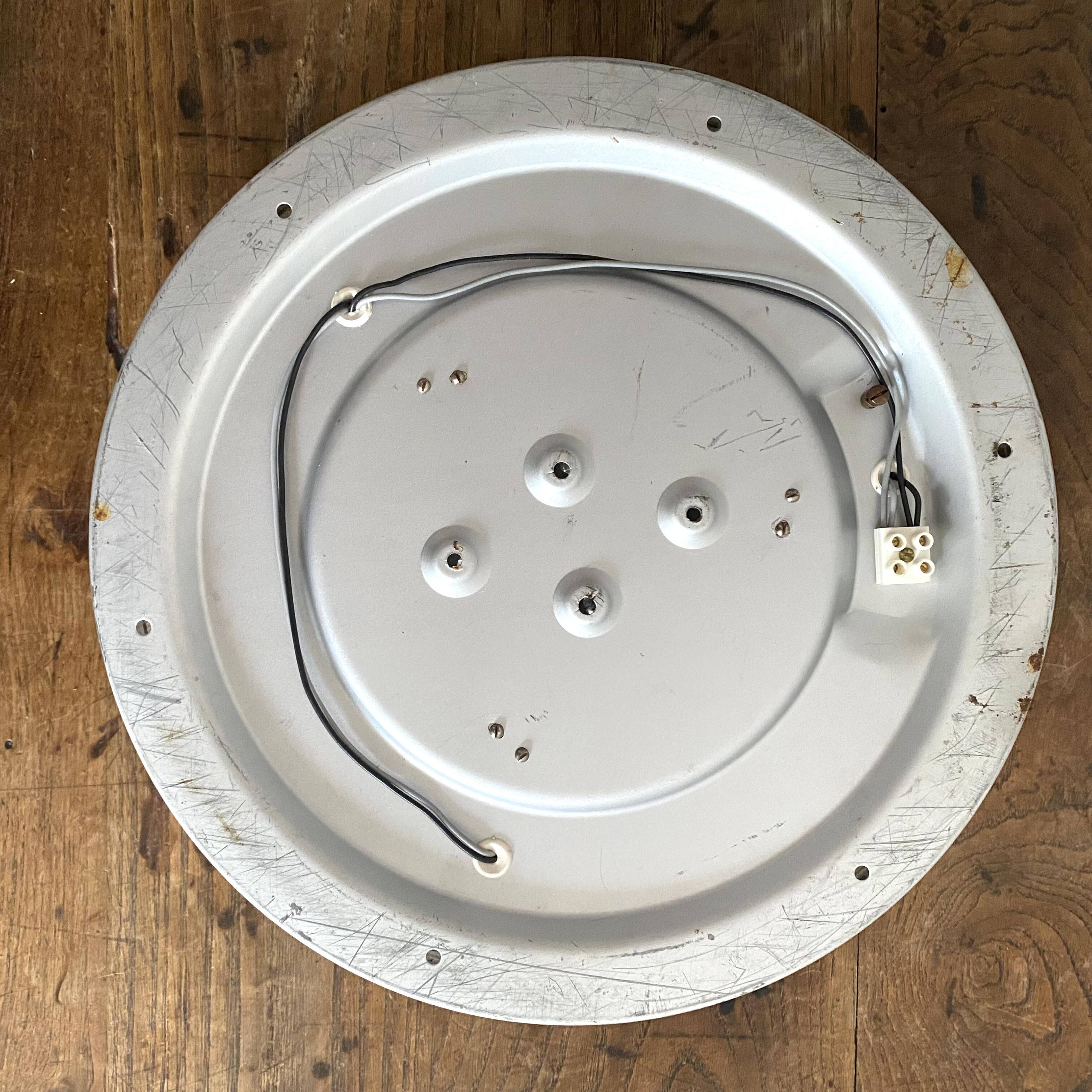 Round ceiling light in holophane glass, 1960s