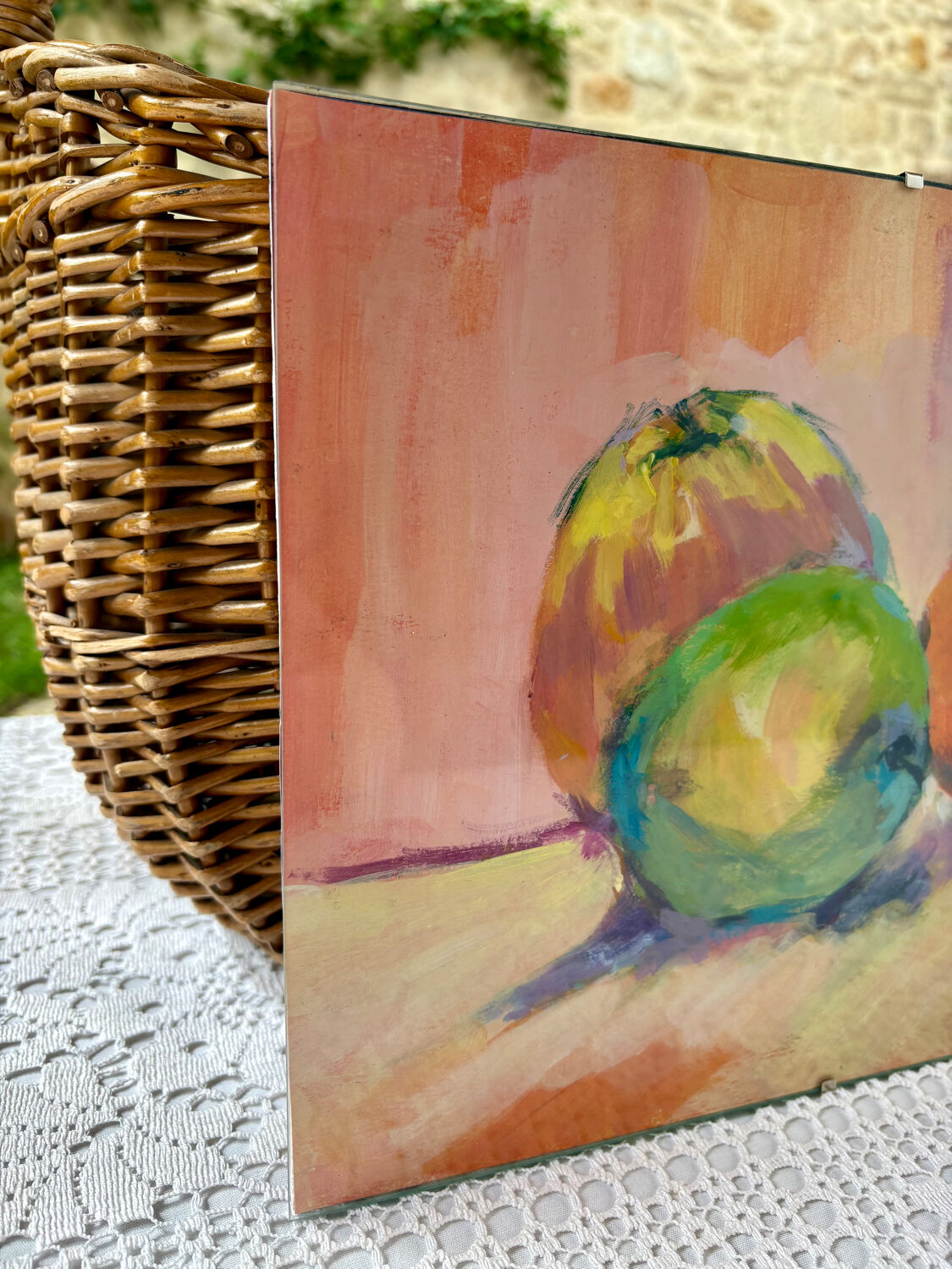 Acrylic painting 3 apples