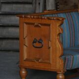 Oak canapé adorned with original upholstery, Nordic classicism, Sweden, 1930s.