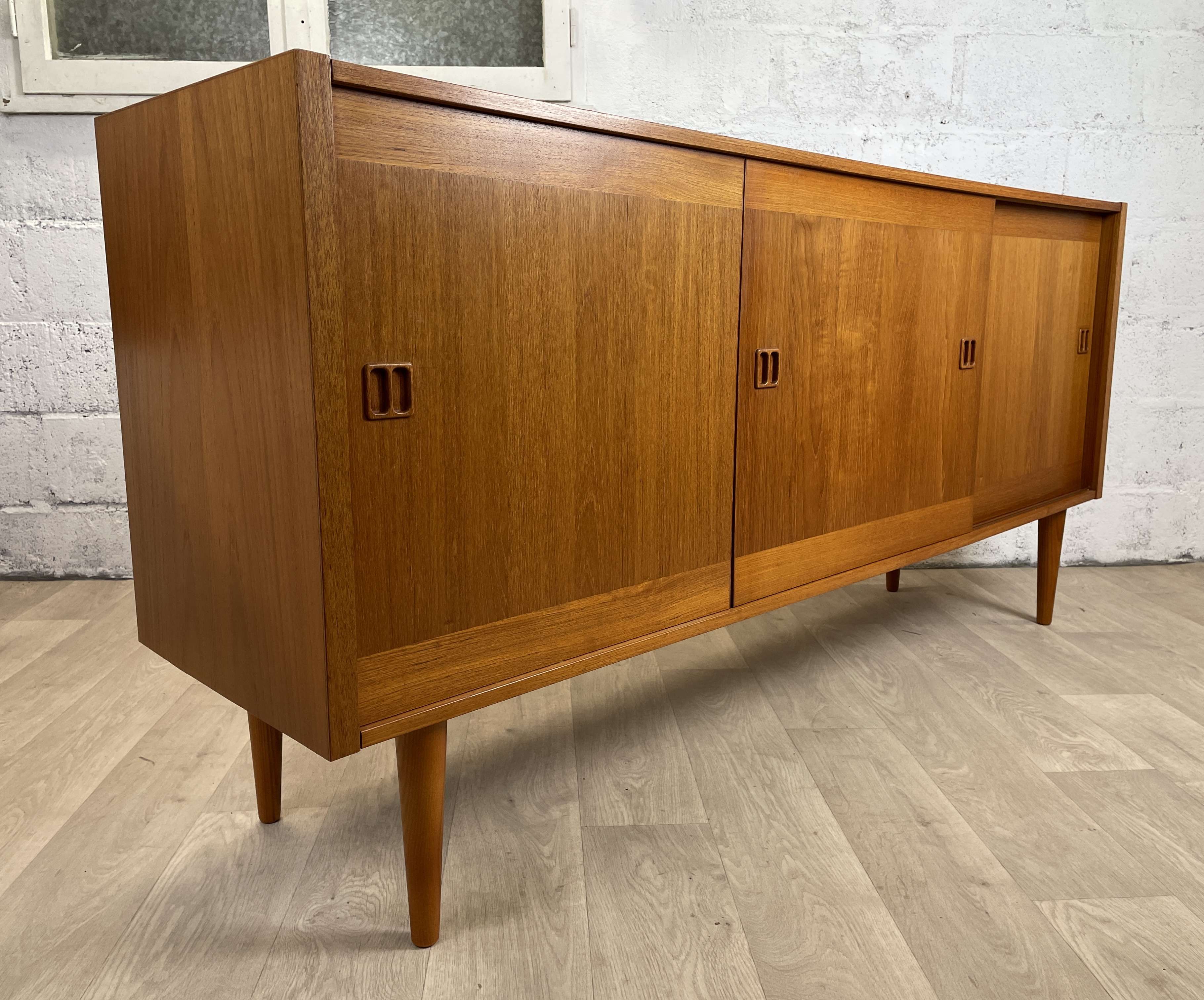 Large vintage Scandinavian teak row signed Clausen & Son, 60s