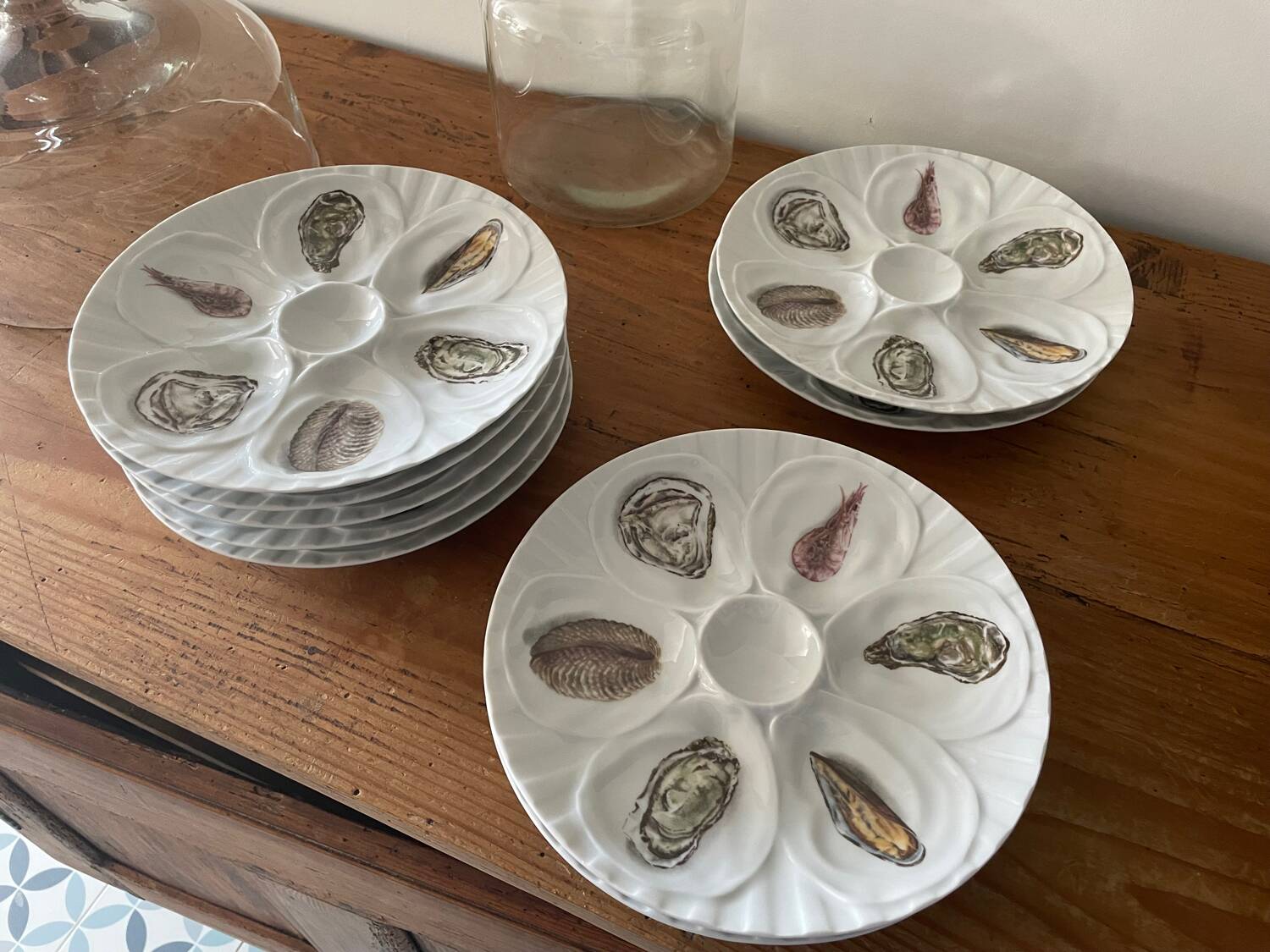 Porcelain oyster plates "The swallow" Melun sur Yevre