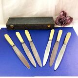 Box of 6 bakelite handle table knives France early 20th century