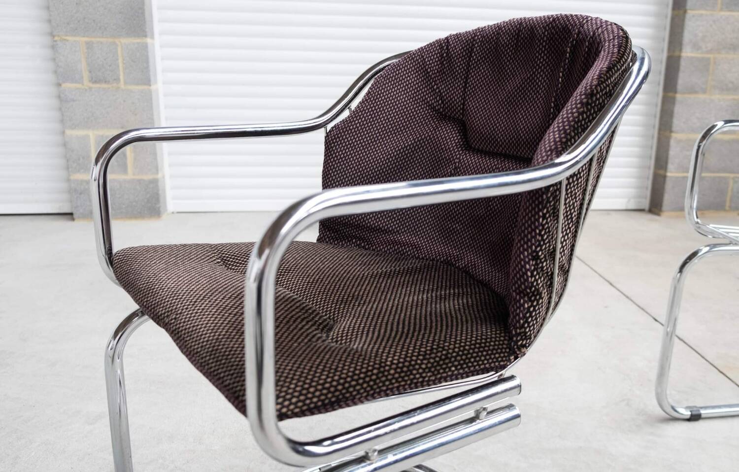 Pair of vintage Rinaldi style chrome chairs