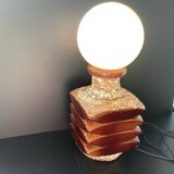 Lampe  Vintage Facette Fatlava Cari Zalloni Globe Verre Blanc 1970 Steuler