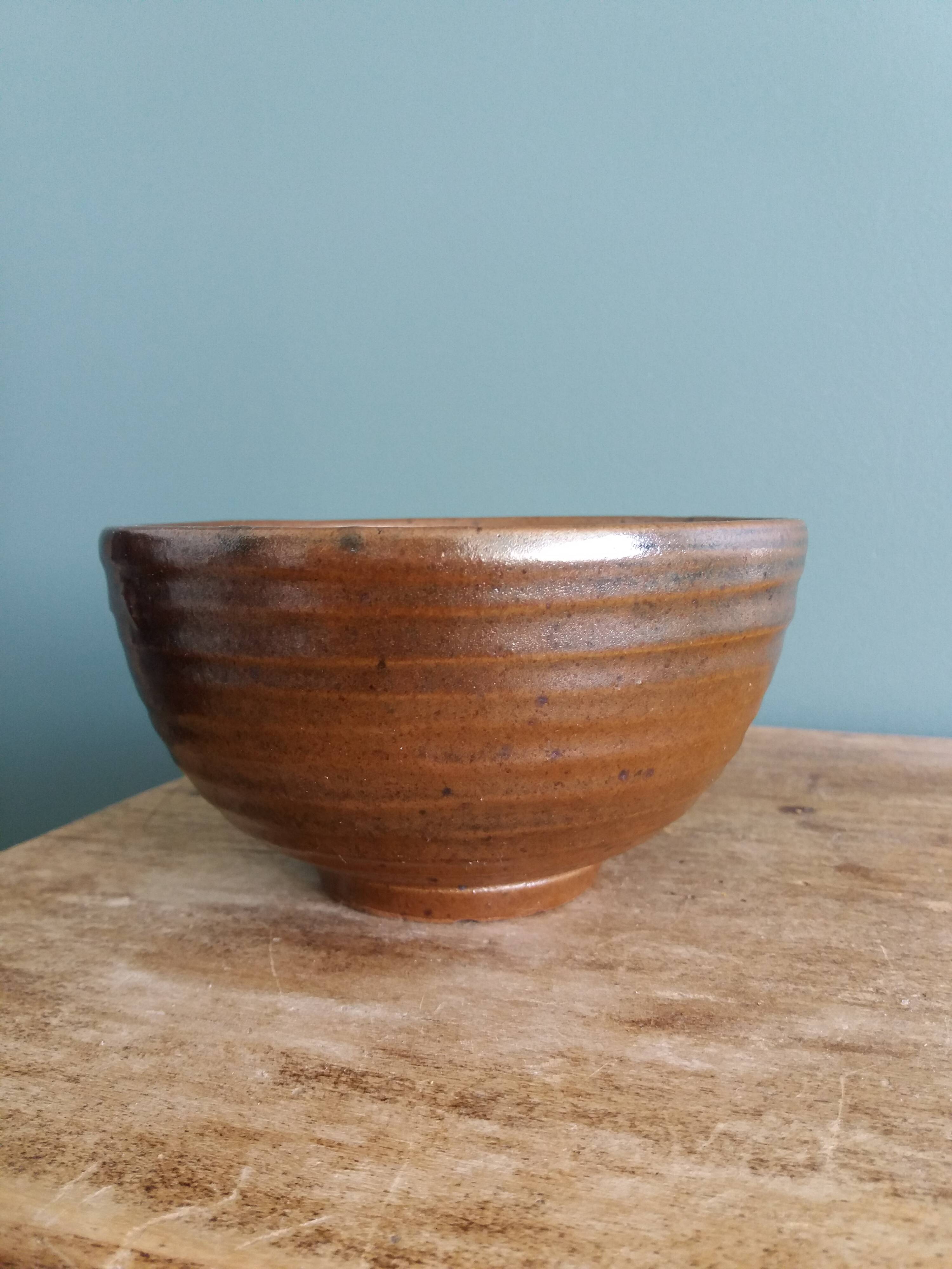 Bol coupelle en grès émaillé signé Fontgombault