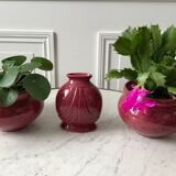Mantelpiece (cache-pots, vase) plum color 1930s