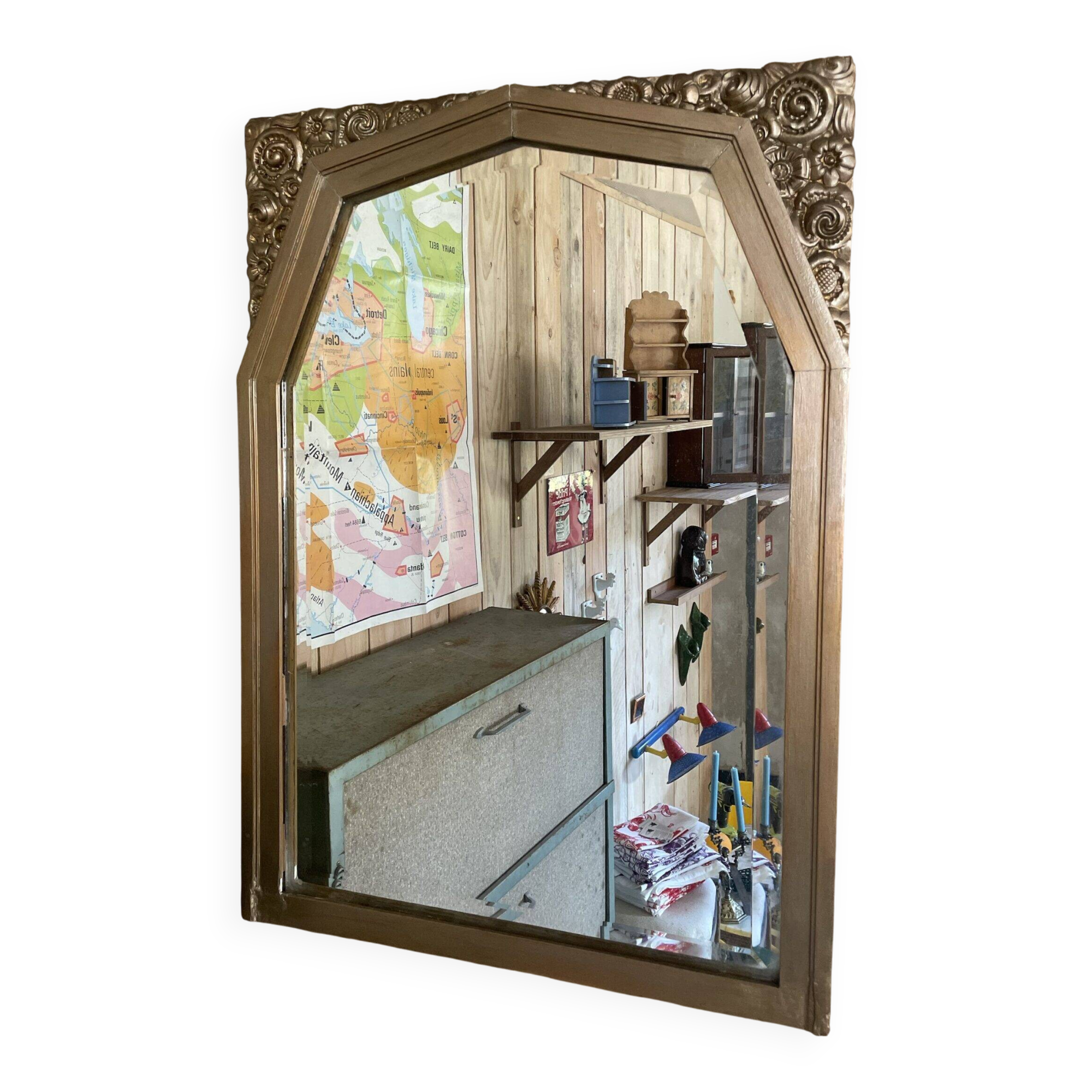 Bevelled gold mirror