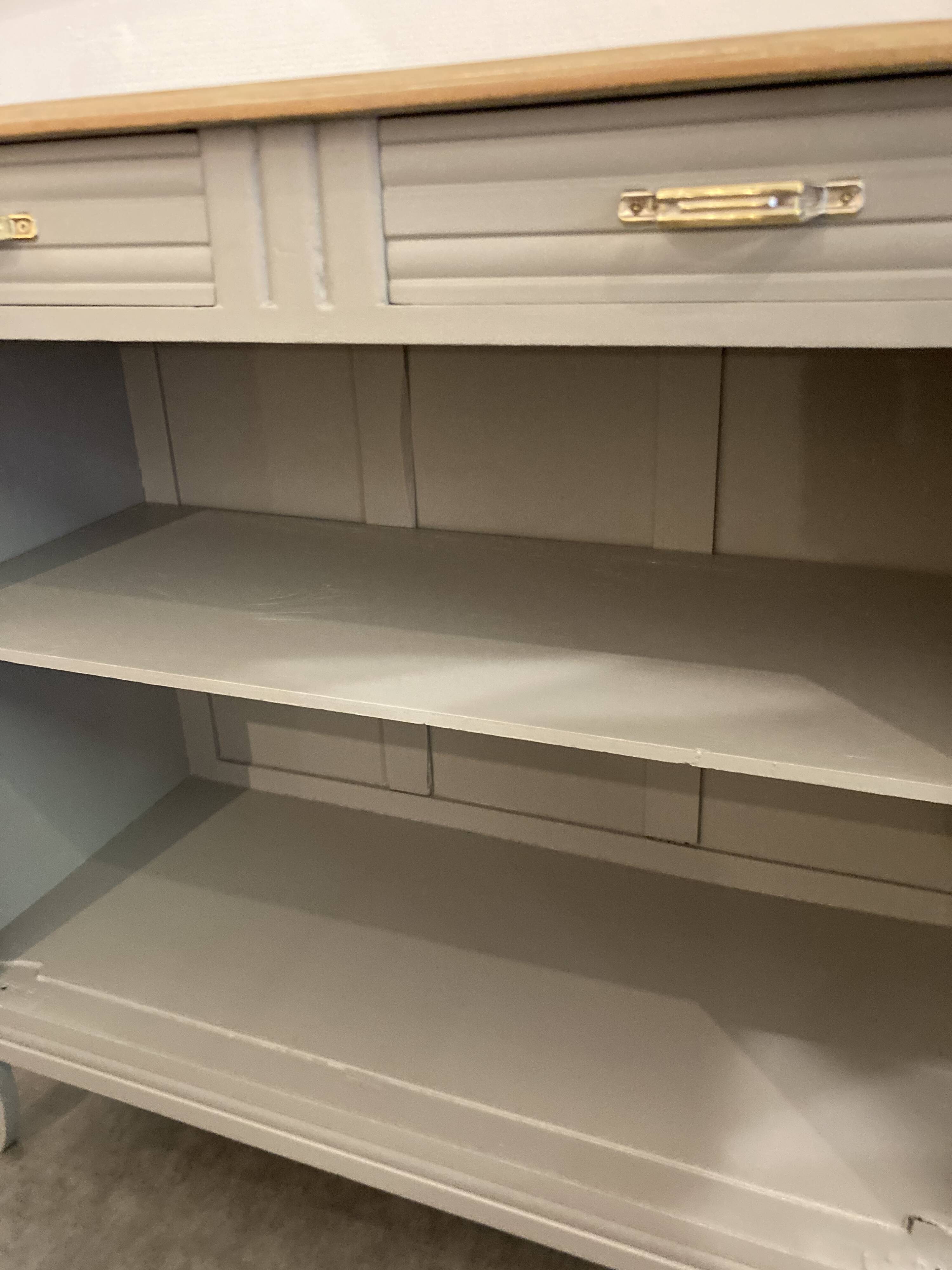 Ash Grey Art Deco Open Sideboard