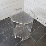 Octagonal side table in transparent plexiglass from the 70s