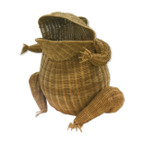 Olivier Cajan's frog magazine rack in 1975, wicker and rattan