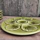 Vintage French Oyster Plate in grass green Majolica