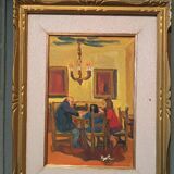 Painting figures oil on canvas board UGO PAZZI