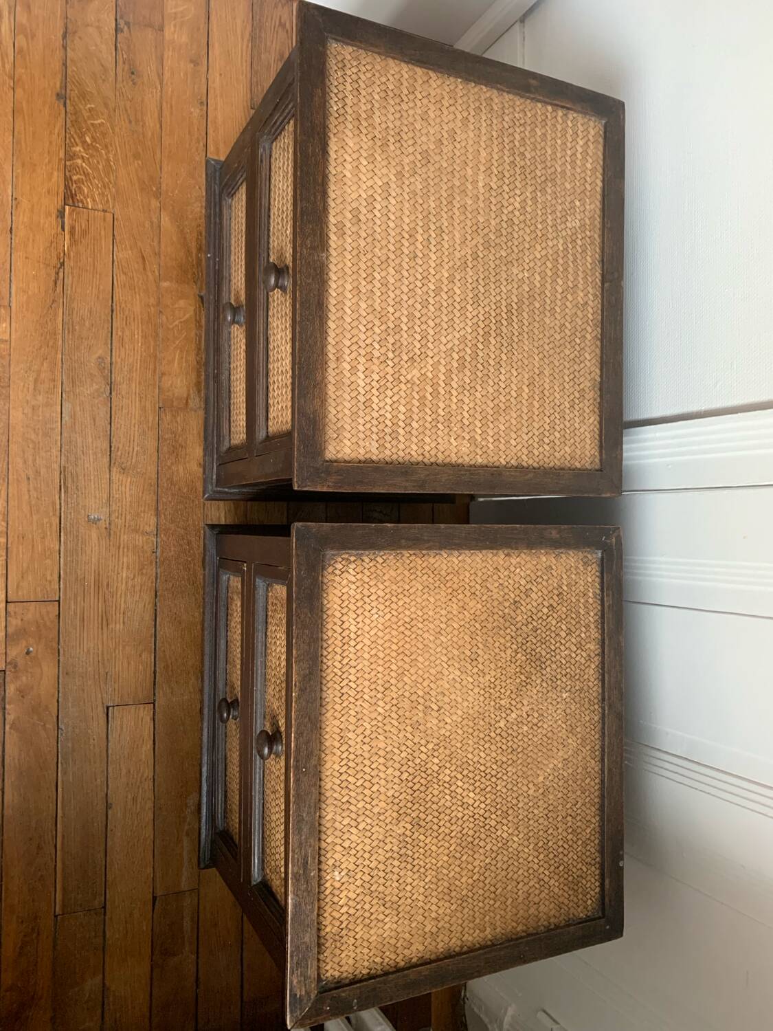 Tables de chevet - Bois exotique et rotin