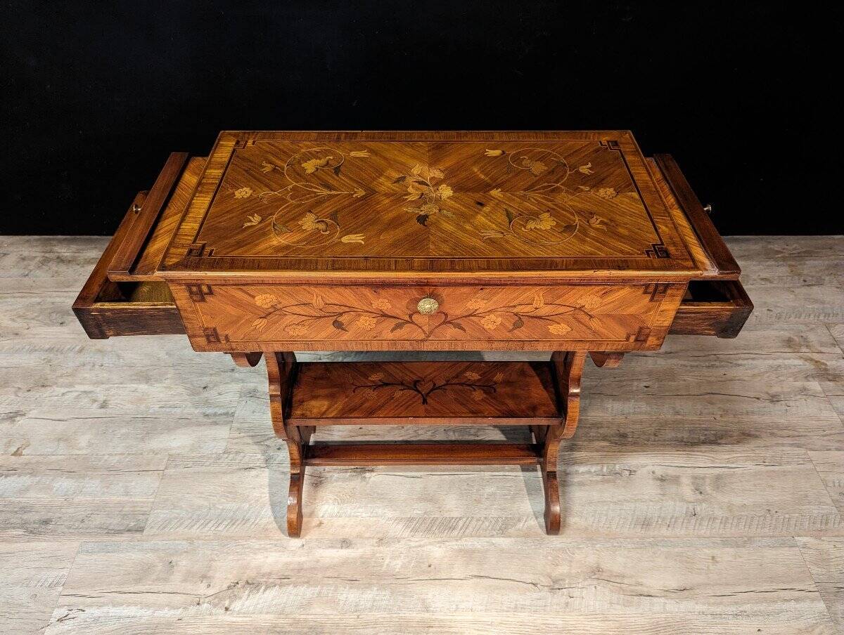Louis XV Style Middle Side Table In Marquetry