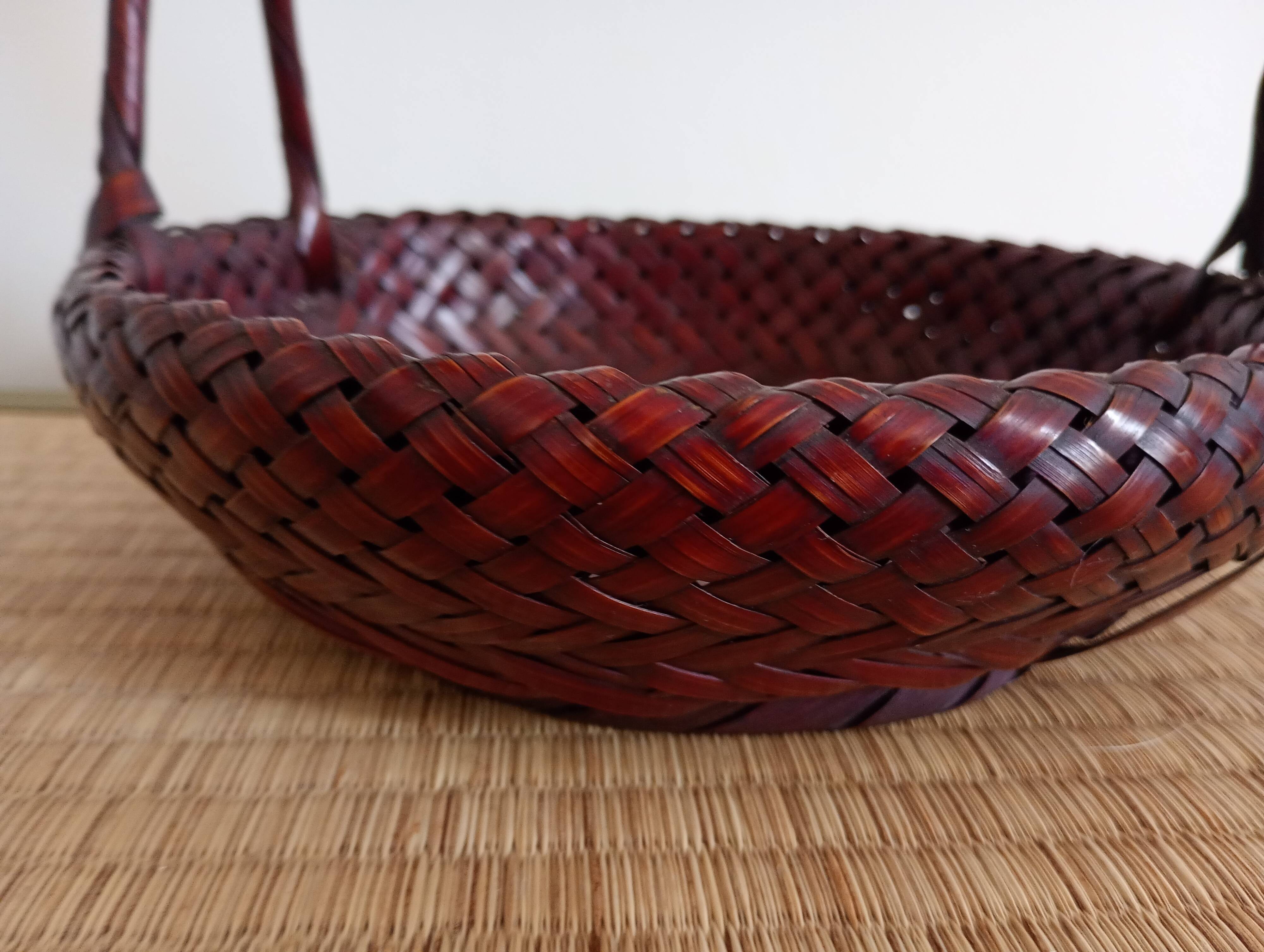 Japanese woven bamboo basket. Ikebana