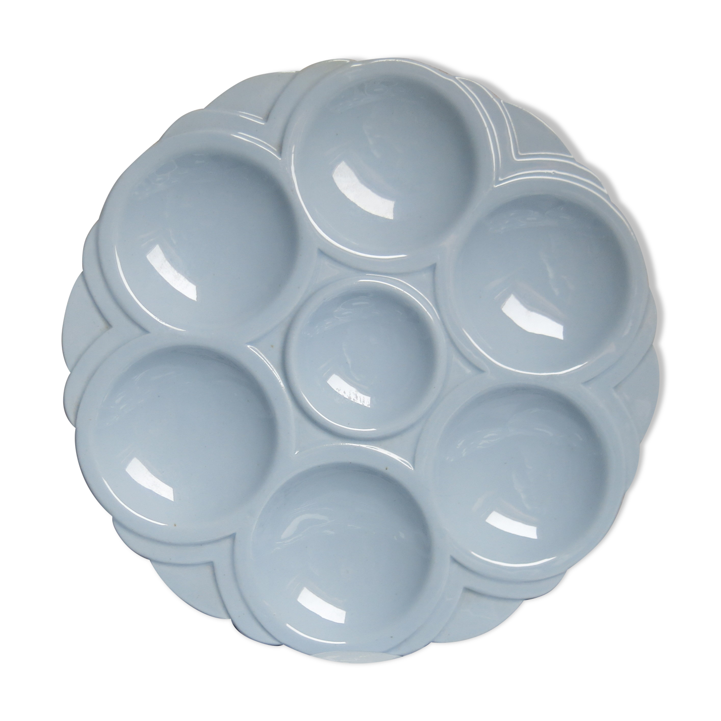 4 plates with blue oyster Sarreguemines