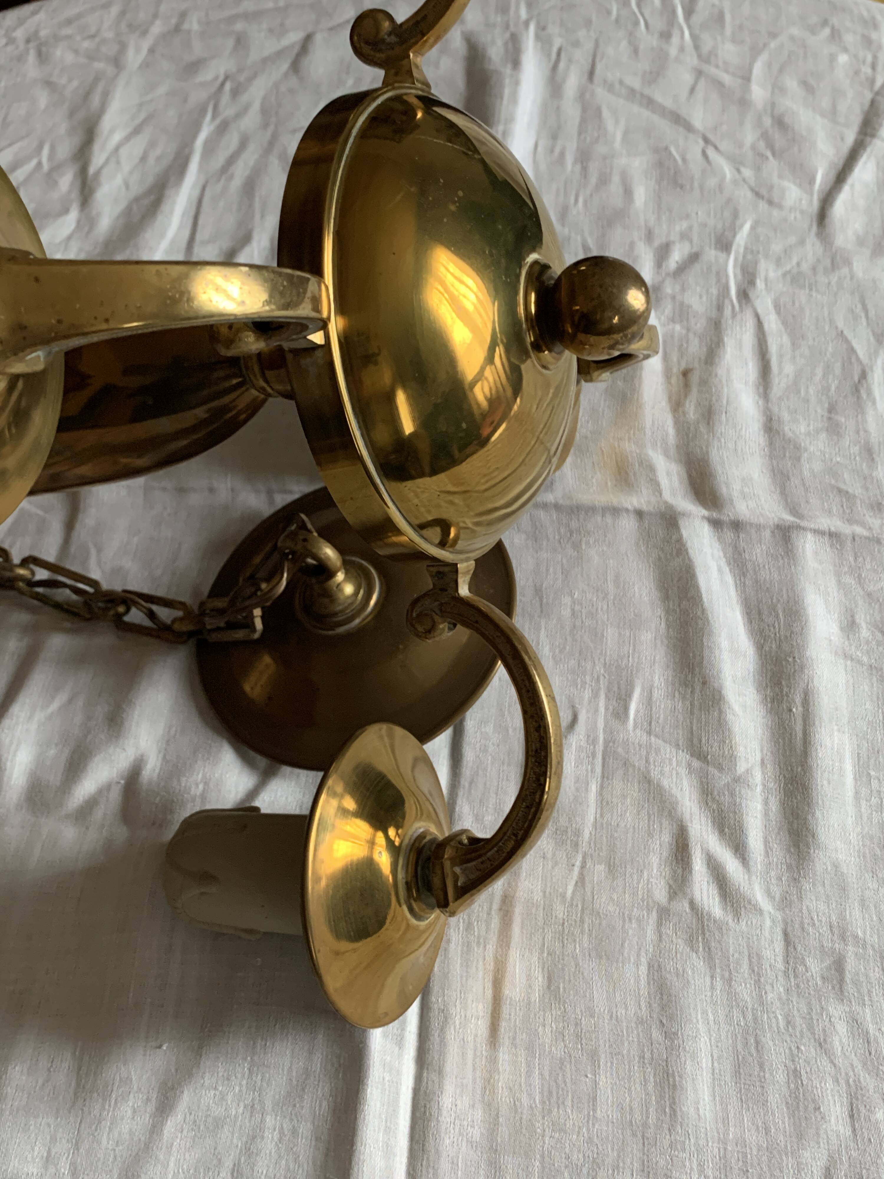 Lustre en bronze poli 4 branches