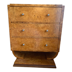 Commode en bois loupe
