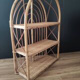 Shelf arch vintage rattan light honey 3 levels
