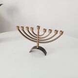 Art Deco Hebrew Candlestick Menorah with 9 Branches