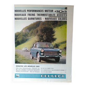 Paper advertisement Peugeot car 1965