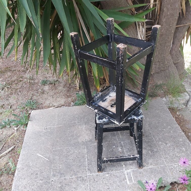 Pair stool painted wood workshop