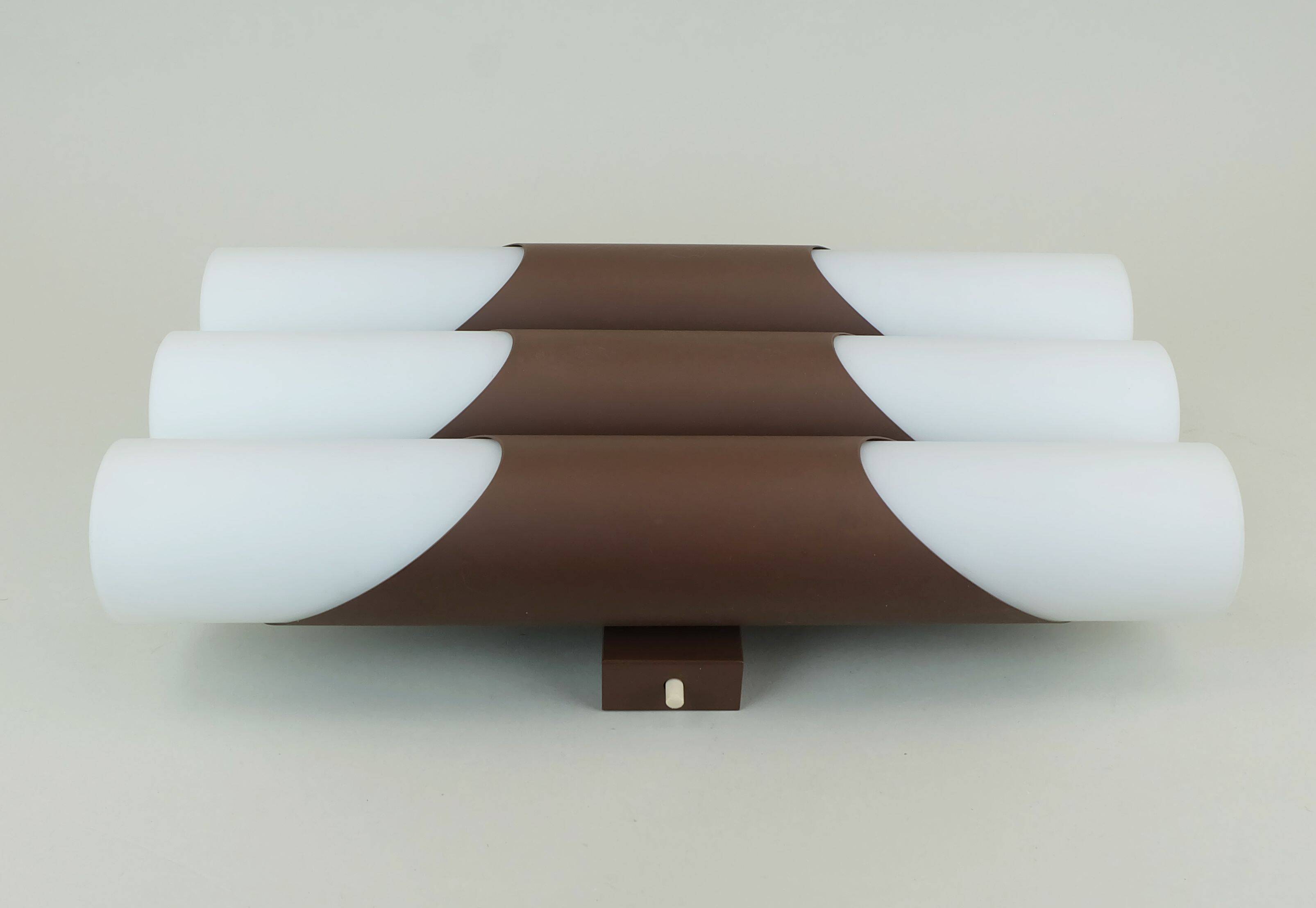 Wall lamp design klaus link for neuhaus-leuchten 1960s metal satin glass