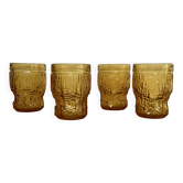 4 vintage amber glasses