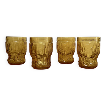 4 verres vintage ambre