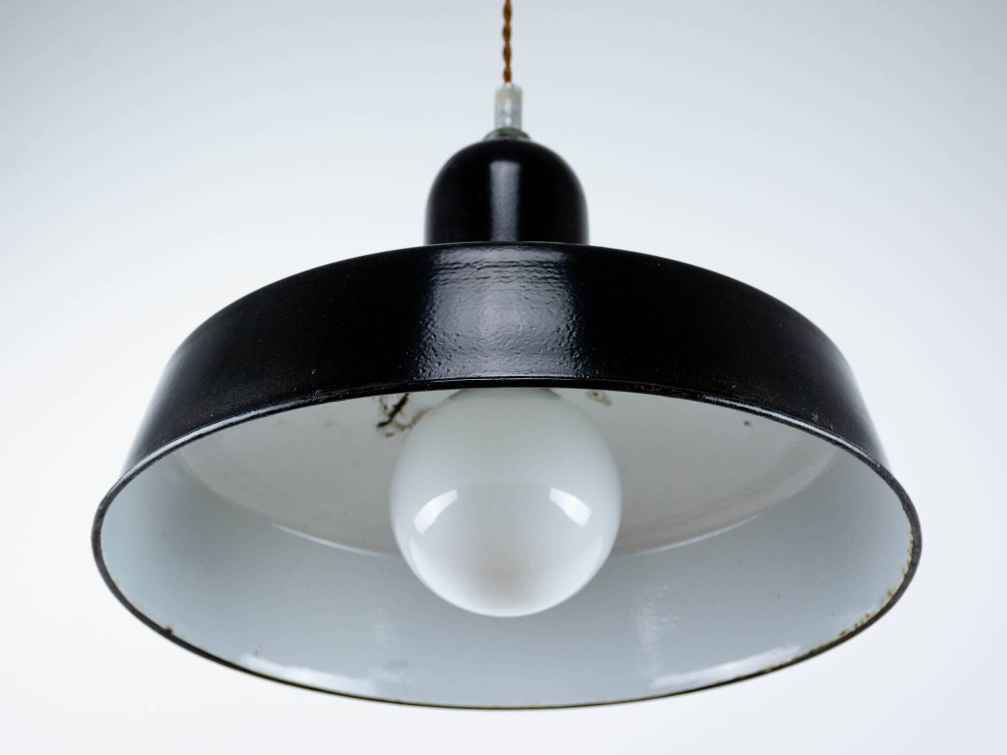 Industrial Black Metal Lamp with Visible Patina