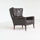 Pair of Durlet lounge chairs in brown leather Belgium 1960